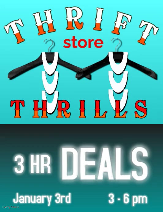 Aqua Modern & Minimal Thrifr Store 3hour Promo Sale Flyer (us Letter) Pamflet (VSA Brief) template