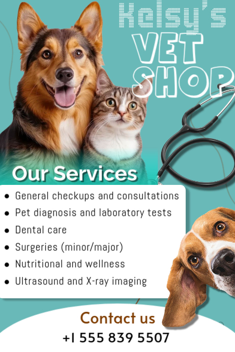 Aqua Modern & Minimal Veterinary Services Poster Template | PosterMyWall