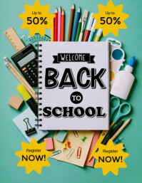 Aqua Modern & Minimal Welcome Back To School Sales  Flyer (us Letter) template