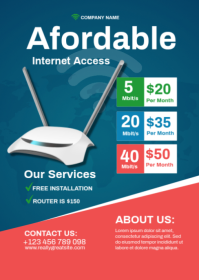 Aqua Modern & Minimal Wifi Packages Promotion Poster Template A6