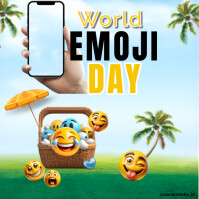 Aqua Modern & Minimal World Emoji Day Instagram Post template
