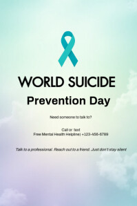 Aqua Modern & Minimal World Suicide Prevention Day Poster template