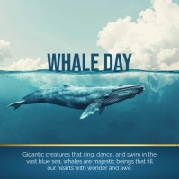 Aqua Modern & Minimal World Whale Day  Instagram Post Instagram-opslag template