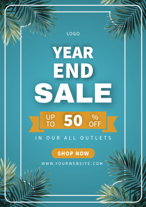 Aqua Modern & Minimal Year End Big Sale Ad Flyer A4 Template | PosterMyWall