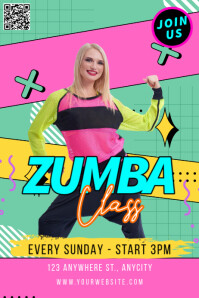 Aqua Modern & Minimal Zumba Classes Poster template