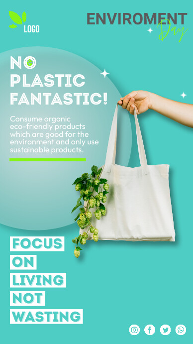 Aqua Modern & Minimal Eco-friendly Environmen Instagram Story template