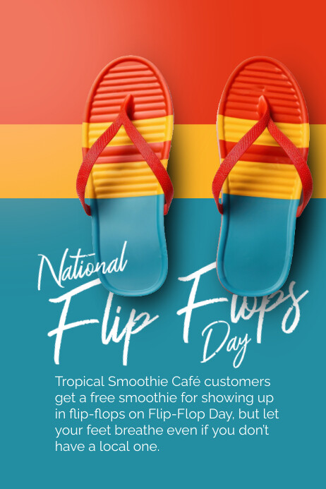 Aqua Modern & Minimal Flip Flop Day  Poster 海报 template