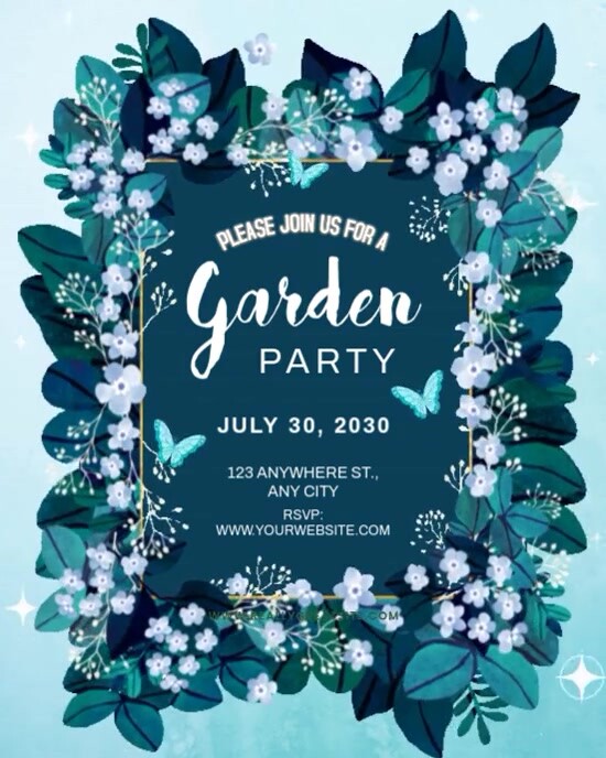 Aqua Modern & Minimal Garden Party  Instagram Portrait Video ad Template