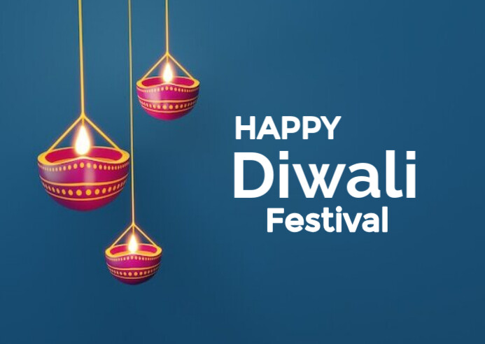 Aqua Modern & Minimal Happy Diwali Festival  Postcard Pocztówka template