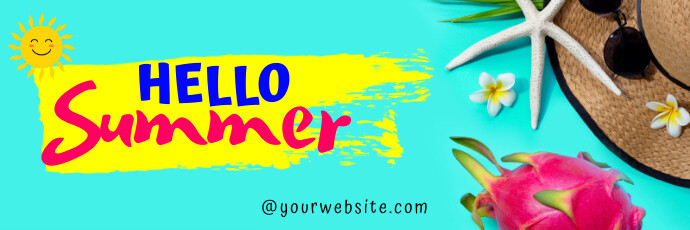 Aqua Modern & Minimal Hello Summer Tajuk Twit Nagłówek na Twittera template