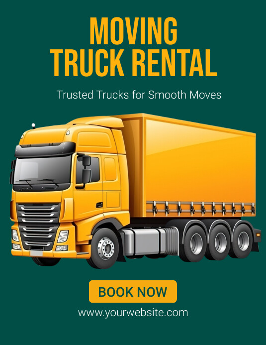 Aqua Modern & Minimal Moving Truck Rental Fly Flyer (US Letter) template