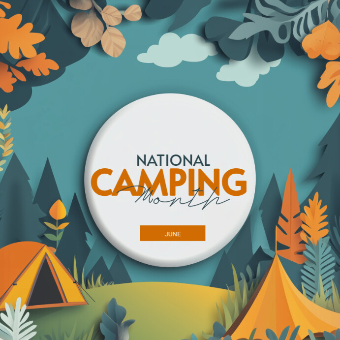 Aqua Modern & Minimal National Camping Month Instagram Post template