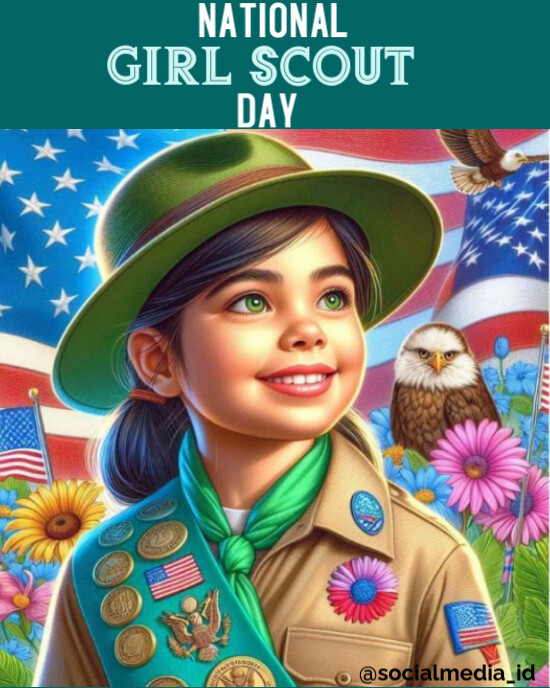 Aqua Modern & Minimal National Girl Scout Day  Instagram Portrait template