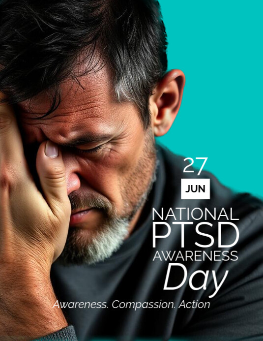 Aqua Modern & Minimal National Ptsd Awareness Day Flyer (us Letter) template
