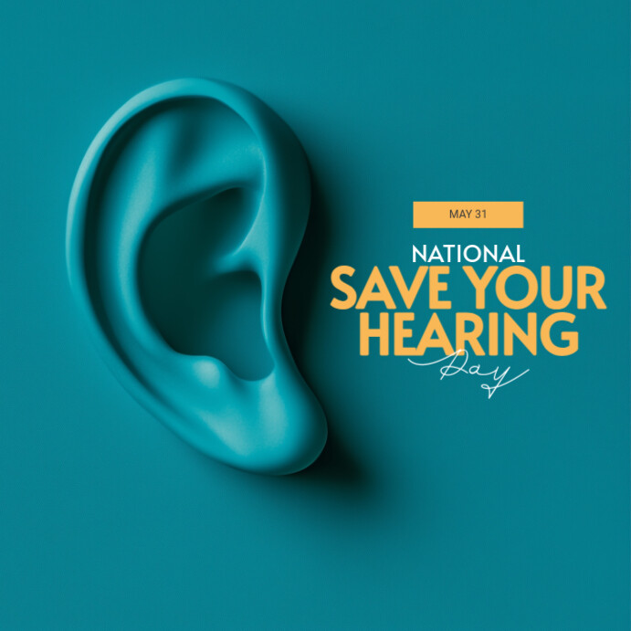 Aqua Modern & Minimal National Save Your Hearing Day Instagram Post template