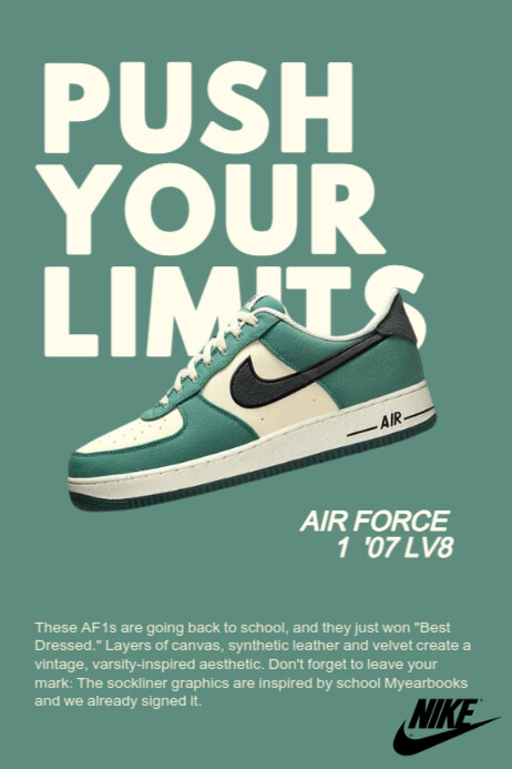 Aqua Modern & Minimal Nike  Poster Plakat template
