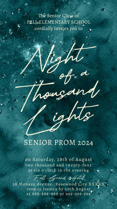 Aqua Modern & Minimal Prom Night Instagram St template