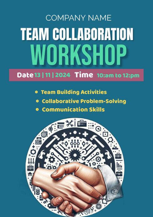 Aqua Modern & Minimal Team Collaboration Work A4 template