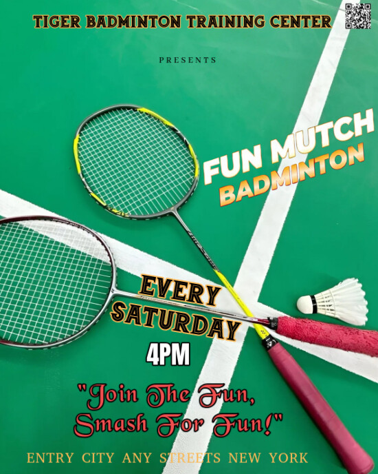 Aqua Modern & Minimal This Playful And Colorful Badminton Poster Is Designed To Promote Casual And F Instagram Portrait template