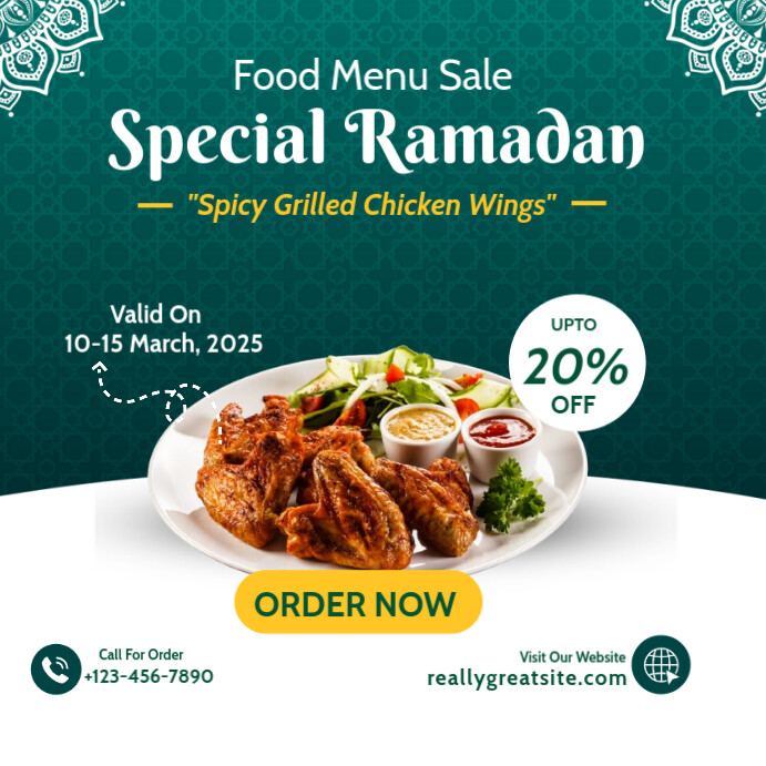 Aqua Modern Ramadan Special Food Menu Sale Instagram Post template