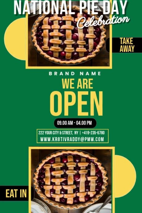 Pie Week Poster Aqua National Pie Day Poster Template | PosterMyWall