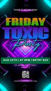 Aqua Neon Friday Toxic Party Instagram Reel template