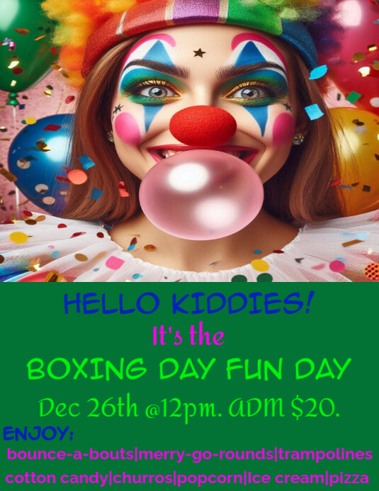Aqua Neon Modern Colorful Boxing Day Fun Day Kiddies Event Flyer ...