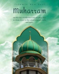 Aqua Neon Muharram Celebration  Instagram Portrait template