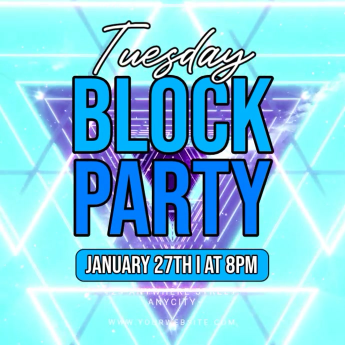 Plantilla de Aqua Neon Tuesday Block Party Instagram Post | PosterMyWall