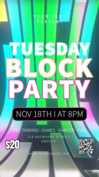 Black Neon Tuesday Block Party Reel Instagram Template | PosterMyWall