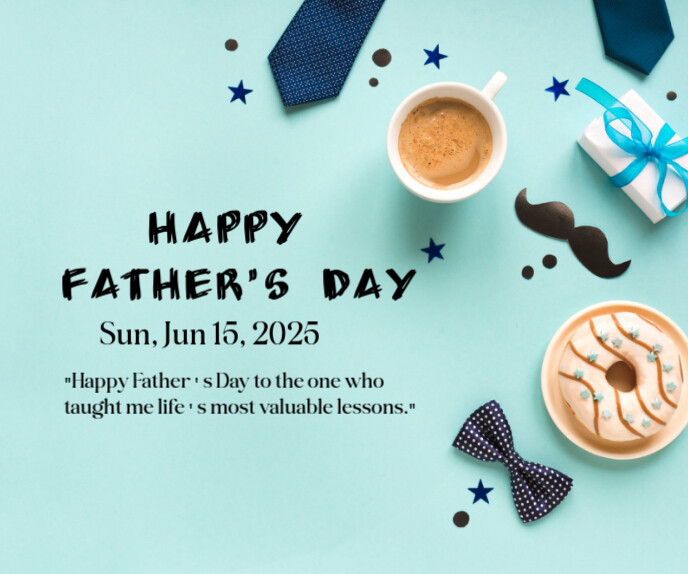 Aqua Pastel Happy Father's Day Wish Cards  Large Rectangle template