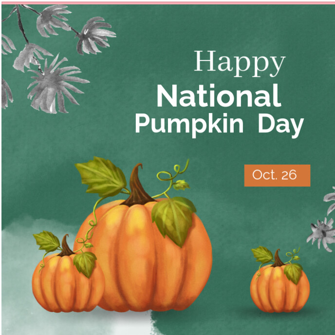 Aqua Pastel Happy National Pumpkin Album Cover template