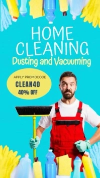 Aqua Pastel Home Cleaning Services  Instagram template
