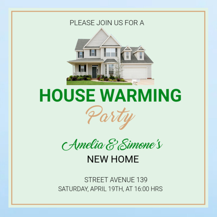 Aqua Pastel House Warming Invitation Instagra Template | PosterMyWall