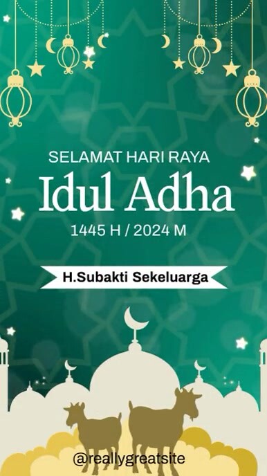 Aqua Pastel Idul Adha Digital Display (9:16) template