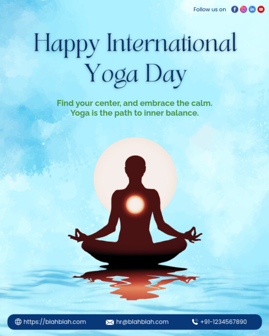 Aqua Pastel International Yoga Day Instagram Portrait template