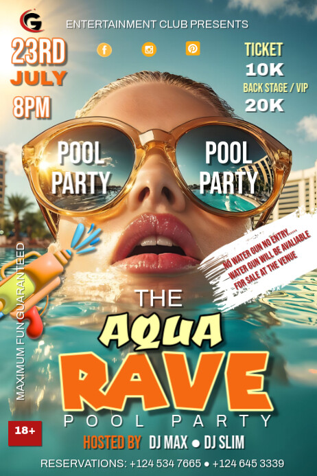 Turquoise Pool Party Posters Template | PosterMyWall