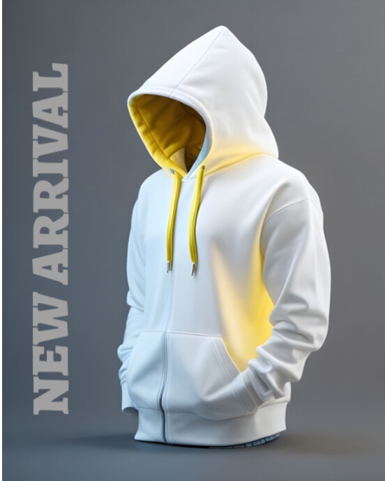 Plantilla de Aqua Pastel White And Yellow Hoodie Mockup – Realistic Zip ...