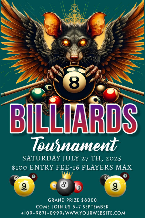 Copy of Aqua Pool Billiards Tournament Poster | PosterMyWall