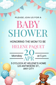 Aqua Professional Baby Shower Invitation Pinterest Graphic template