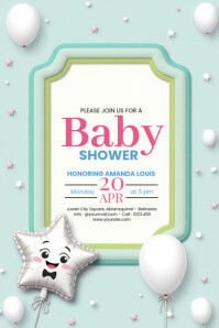 Aqua Professional Baby Shower Invitation Pinterest Graphic Pinterest-grafik template