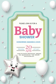 Aqua Professional Baby Shower Invitation Pinterest Graphic Pinterest-Grafik template