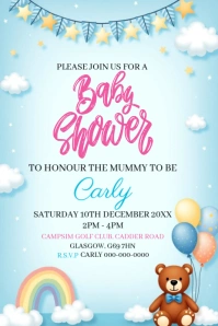 Aqua Professional Baby Shower Invitation Pinterest Graphic template