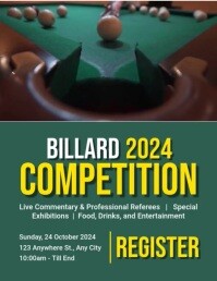 Turquoise Aqua Professional Billard Competition Flyer (us Letter) Flyer Template
