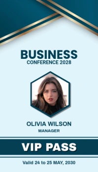 Aqua Professional Business Conference Vip Pass  Business Card Tarjeta de Presentación template