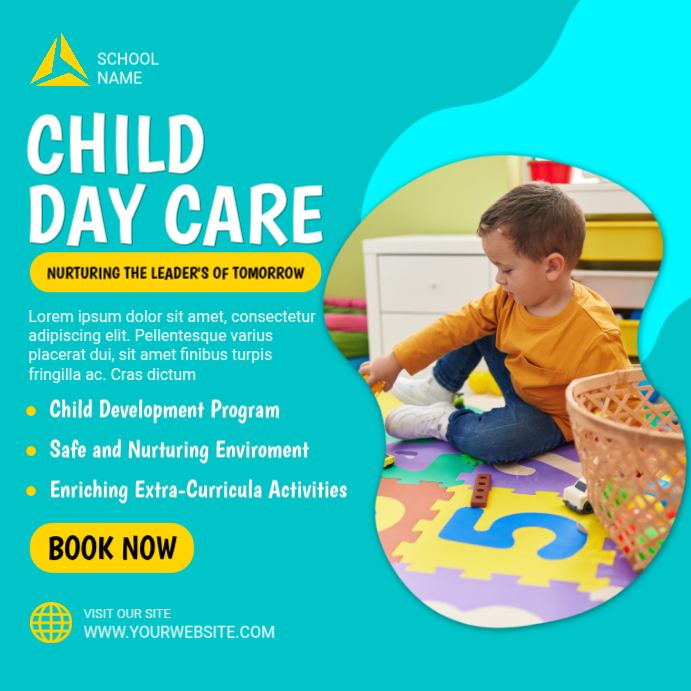Aqua Professional Child Care Instagram Post Template | PosterMyWall
