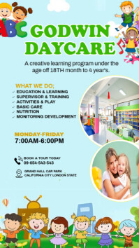 Aqua Professional Daycare School Admission Template Instagram Story Instagram-verhaal