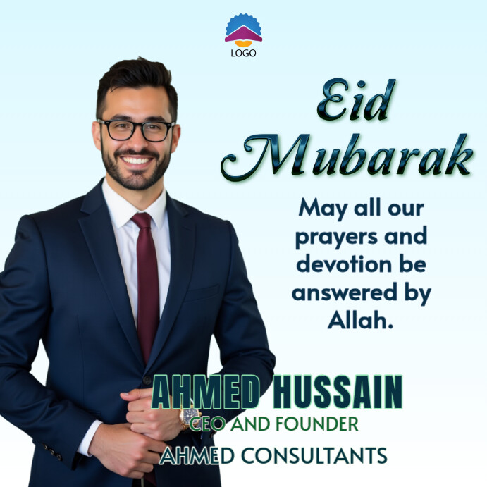 Aqua Professional Eid Mubarak Id Ul Fitr Messsage Poster Quote Wishes Corporate Business Flyer Insta Publicação no Instagram template