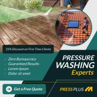 Aqua Professional Green Shade And Yellow Colors Pressure Washing Instagram Post Banner Advertisement template