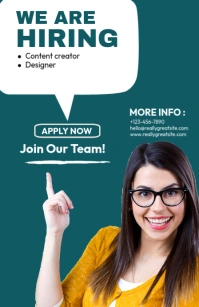 Aqua Professional Hiring Half Page Wide template